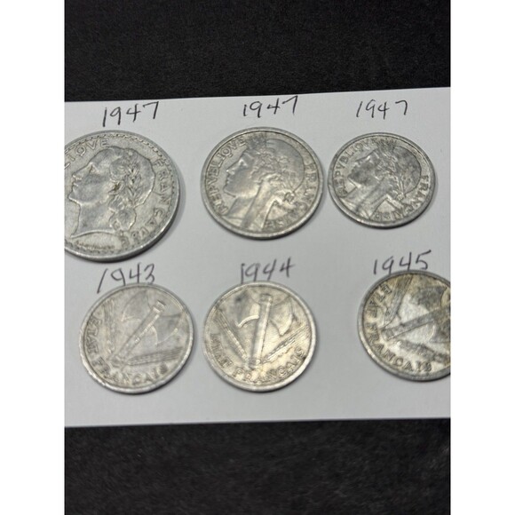 10 French Coins 1938 , 1940's 1960's - Picture 4 of 6